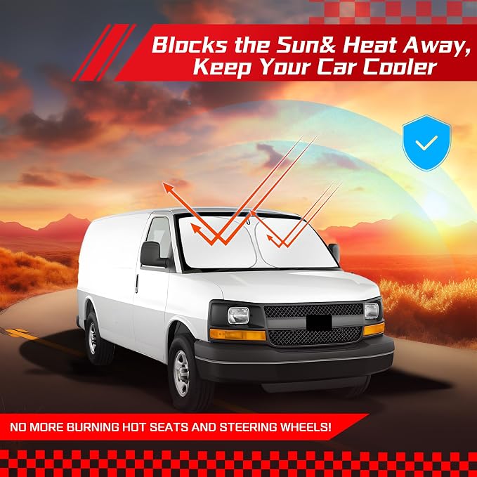 ARISMOTOR Windshield Sun Shade for Che-vrolet Chevy Express Cargo Van 1500 2500 - Image 7
