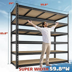83.8" H Garage Shelving 59.8" W Metal Shelving 3000LBS Storage Shelves Heavy - Image 2