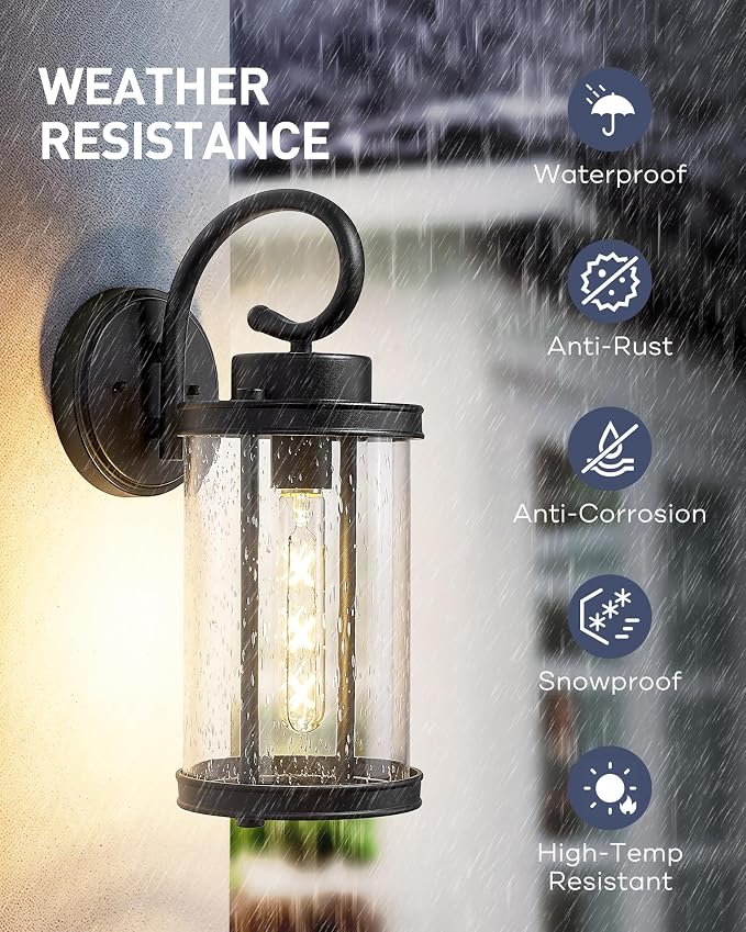kudos Porch Lights Outdoor, 15.8 inch Large Cylinder Wall Light, E26 Sockets - Image 2