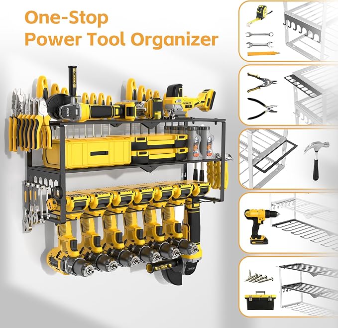 Power Tool Organizer Wall Mount Cordless, 15 Min Fast Install Metal Garage Tool - Image 6
