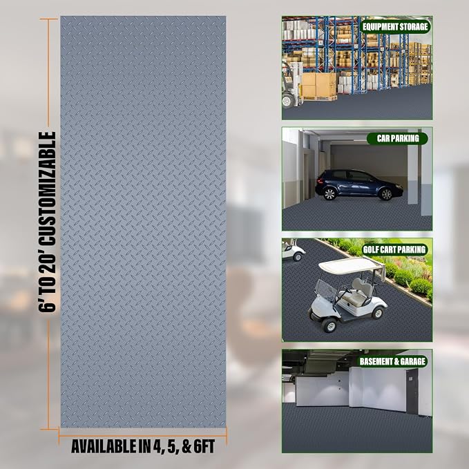SEAL 6 x 10 Ft Premium Garage Floor Mat, Solid 2.8mm Thick Gray Commercial - Image 2