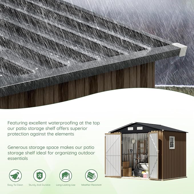 8X6FT Outdoor Steel Storage Shed - Image 8