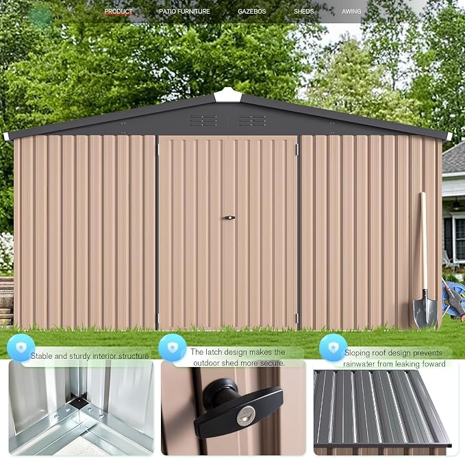 AECOJOY 12' x 12' Shed Metal, Outdoor Storage Sheds & Outdoor Storage 12' x 12' - Image 2