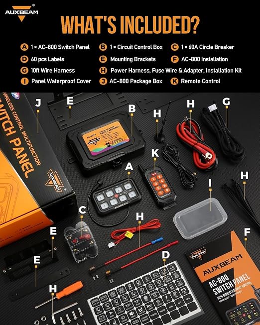 Auxbeam 8 Gang Switch Panel Bluetooth RGB AC-800 - Image 5