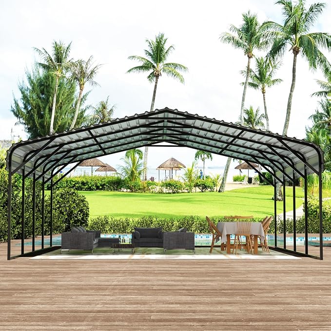 EBE 20' x 20' Outdoor Carport, Heavy Duty Metal Carports - Image 8