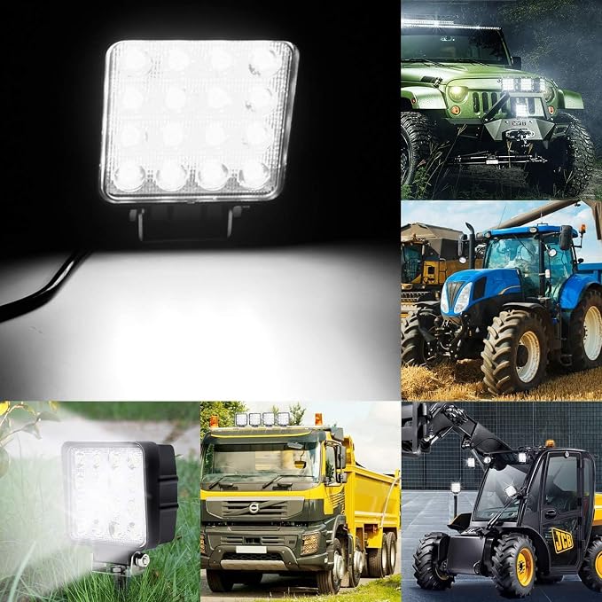 2PACK 48W LED Work Lights 12/24 Volt 5500LMS 4.3INCH Wide Ultra Bright Square - Image 6