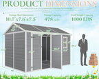 10.5x7.6x7.5 ft Outdoor Resin Storage Shed - Image 2