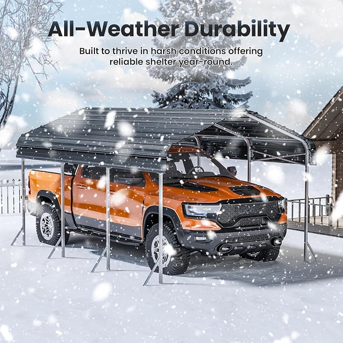 Heavy Duty Metal Carport – Sturdy Structure, All-Weather Protection, Easy - Image 2