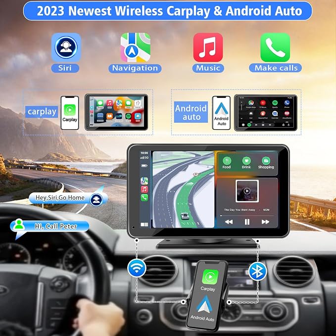 Portable Wireless with Apple CarPlay and Android Auto Screen - Image 2