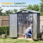 Breezz 5x3FT Vertical Outdoor Steel Storage Shed, Lockable Doors, Compact Metal - Image 4