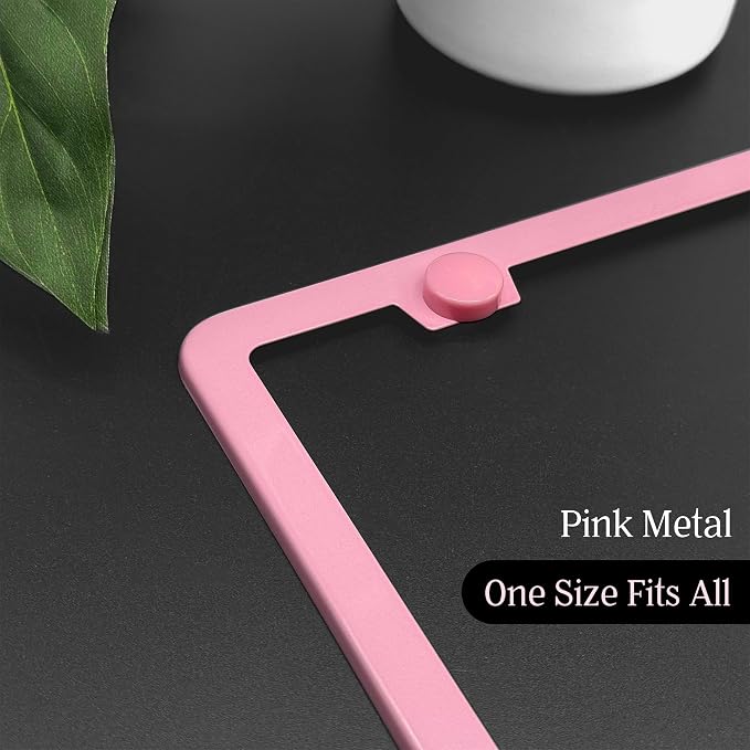 Premium Princess Pink License Plate Frame – 1 Pack, Rust-Free Stainless Steel - Image 2