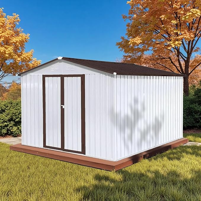 10' x 8' XL Outdoor Storage Shed, Sturdy Metal Building w/Lockable Doors by Unknown