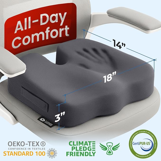 5 STARS UNITED Seat Cushion for Tailbone Pain Relief – Memory Foam Lifting - Image 5