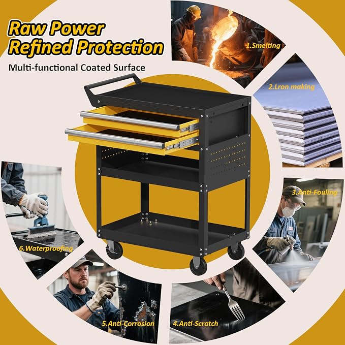 5-Tier Rolling Tool Cart on Wheels, Tool Storage Organizer - Image 4