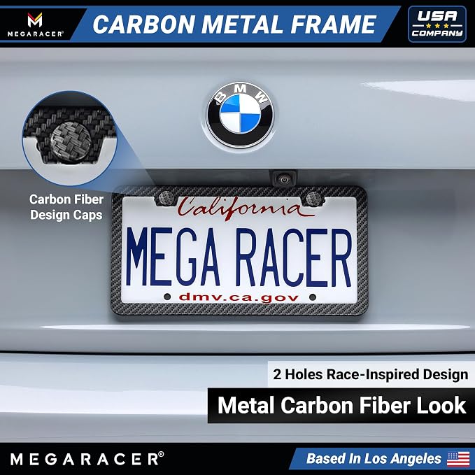 Premium Slim Carbon Fiber Design License Plate Frame – 1 Pack, Rust-Free - Image 2