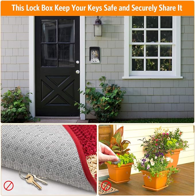 Key Lock Box Wall Mounted, Fayleeko 4 Digit Combination Lockbox - Image 3
