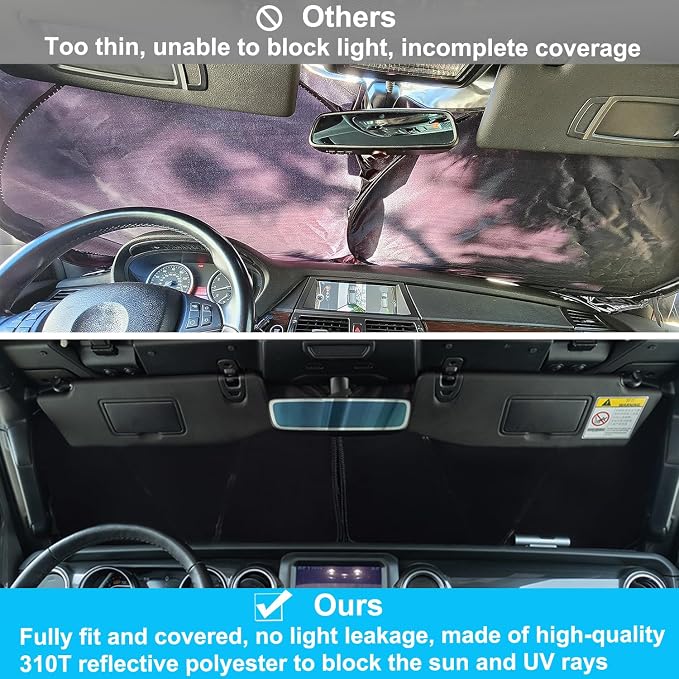 Premium Windshield Sun Shade for 2018-2025 Jeep Wrangler JL JLU & 2020-2025 - Image 4