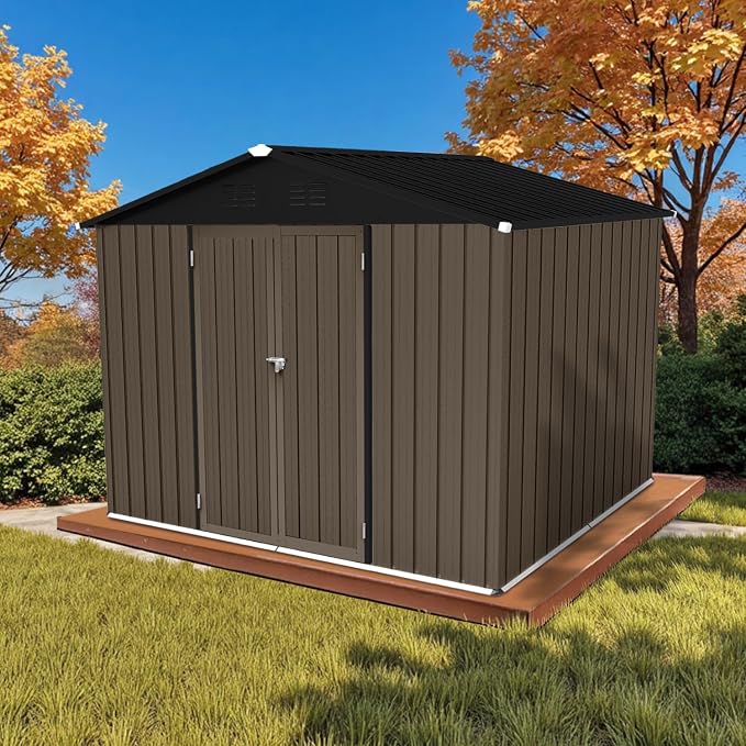 8 x 6 FT Outdoor Storage Metal Shed, Bike Garden Tool Shed - Image 7