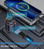 Bluetooth Car Adapter, Wireless AUX FM Transmitter, USB C&QC3.0 Dual Fast - Image 2