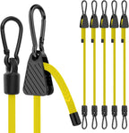 Bungee Cords with Hooks, 60 Inch Yellow Adjustable Bungee Cords with Carabiner by Rugtol