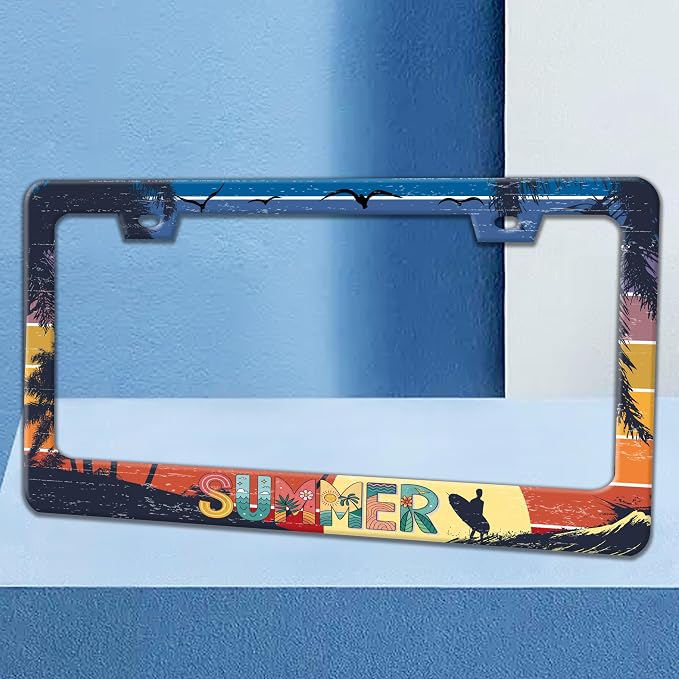 Summer Beach License Plate Frame Palm Trees License Plate Holders Funny - Image 2