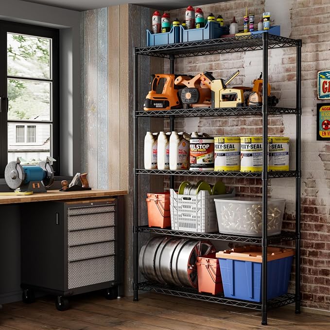 SINGAYE 5 Garage Heavy Duty Shelving Unit Kitchen Pantry Close Home Organizers - Image 2