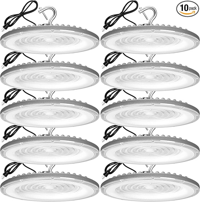 10 Pack 150W UFO Led High Bay Light 6000K Daylight, Commercial Bay Lighting by XYCN