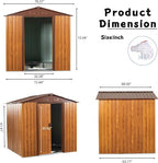 6x6 FT Outdoor Storage Shed, Metal Garden Shed - Image 2