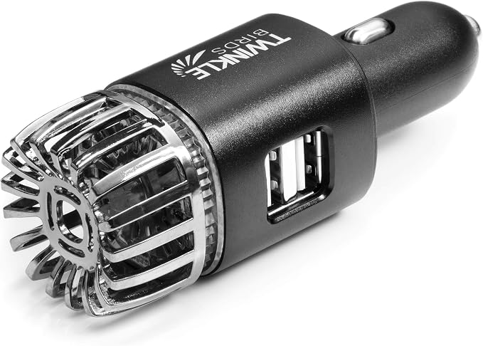 Car Air Purifier Ionizer - 12V Plug-in Ionic Anti-Microbial Car Deodorizer - by TWINKLE+BIRDS