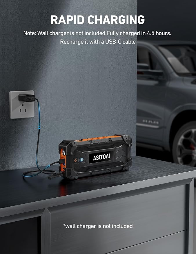 AstroAI S8 Ultra 4000A Jump Starter, 24000mAh Car Starter, 12V Auto Battery - Image 8