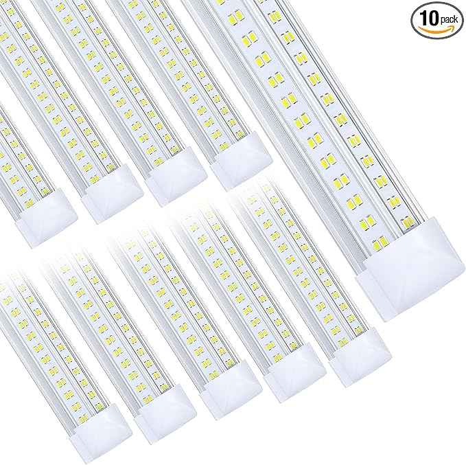 10 Pack, Led Shop Lights, 8FT Led Shop Light, 144W 5000K 19500LM Clear White by DOUYIDOUBEST-LEDLIGHTING