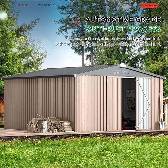 AECOJOY 12' x 12' Shed Metal, Outdoor Storage Sheds & Outdoor Storage 12' x 12' - Image 5