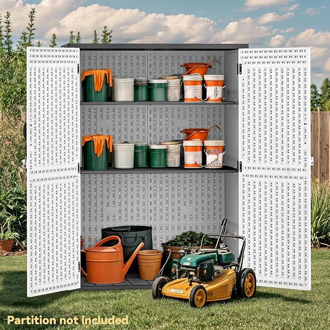 DWVO 59 Cu. Ft. Vertical Storage Shed, Weatherproof Outdoor Tall Cabinet - Image 2