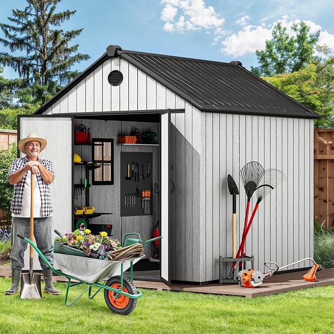 YITAHOME Large Resin Shed with Floor, Windows & Vents, 7.3 x 7.3 ft - Image 2