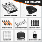 Mockins 64"x39"x6" Extendable Heavy Duty Roof Rack Basket w/ 16 CuFt Waterproof - Image 9