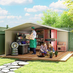 Outsunny 11' x 13' Outdoor Storage Shed, Garden Tool Metal Shed - Image 9