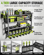 MAXIFFE 4 Layer Power Tool Organizer Wall Mount, Heavy Duty Metal Cordless Tool - Image 2