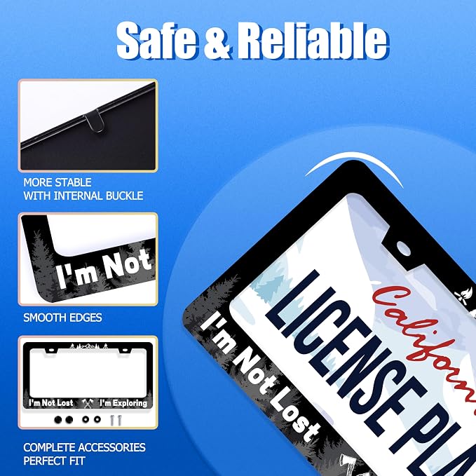 Funny License Plate Frame I'm Not Lost I'm Exploring License Plate Stainless - Image 2