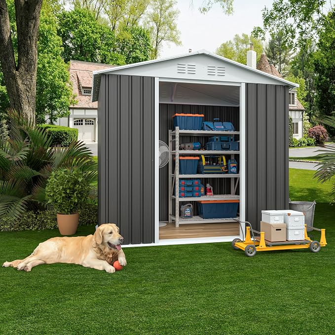 6x4 FT Outdoor Storage Shed, Metal Garden Shed - Image 2