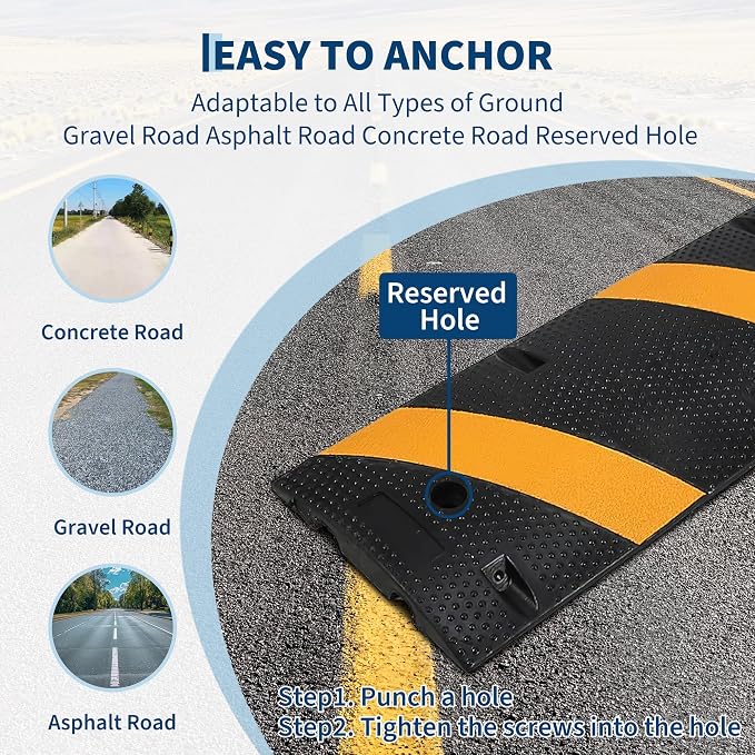 6 ft Speed Bumps Wite End for Road, Heavy-Duty 25, 000 LBS Capacity Traffic - Image 4