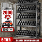 Raybee Storage Shelves 2000LBS Garage Shelving Heavy Duty, 5-Tier Adjustable - Image 4