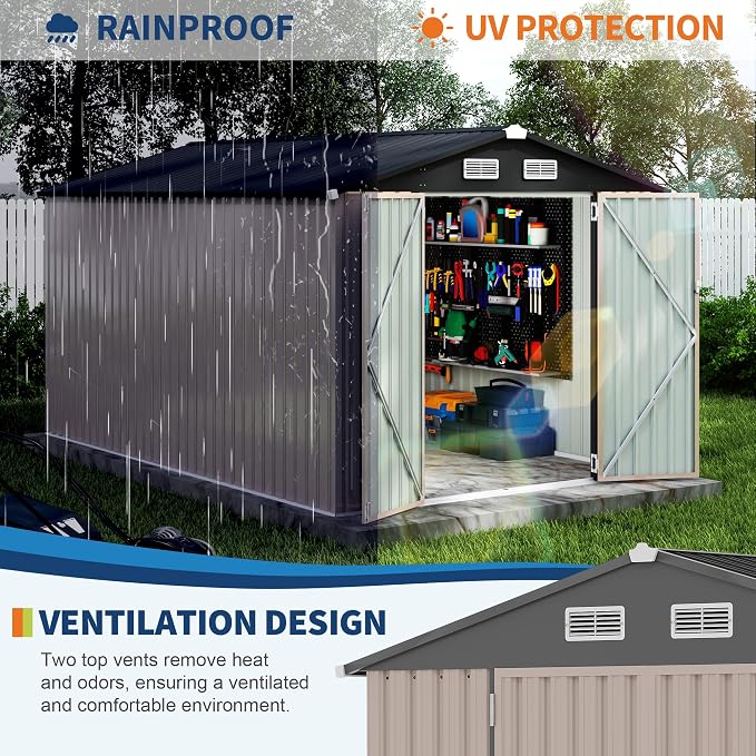 8x12 FT Metal Storage Sheds Outdoor, Metal ToolShed - Image 5