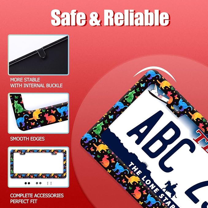 Colorful Cat License Plate Frame Cute Pet Butterfly License Plate Holder Funny - Image 2