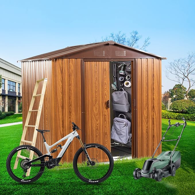 6x6 FT Outdoor Storage Shed, Metal Garden Shed - Image 9