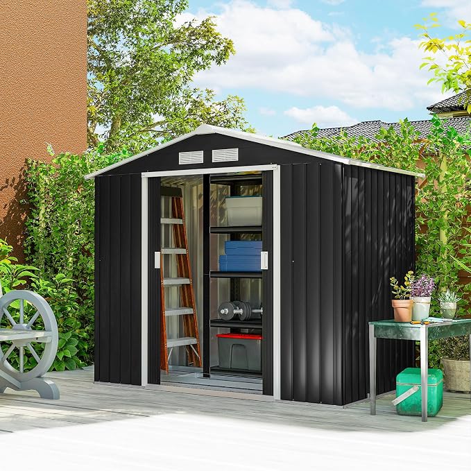 Outsunny 7' x 4' Outdoor Storage Shed, Garden Tool Metal Shed by Outsunny