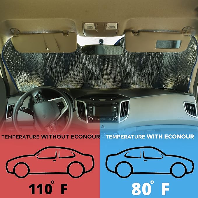 EcoNour Accordion Car Windshield Sun Shade American Flag Design | Reflective - Image 6
