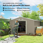 Outsunny 11' x 13' Outdoor Storage Shed, Garden Tool Metal Shed - Image 3