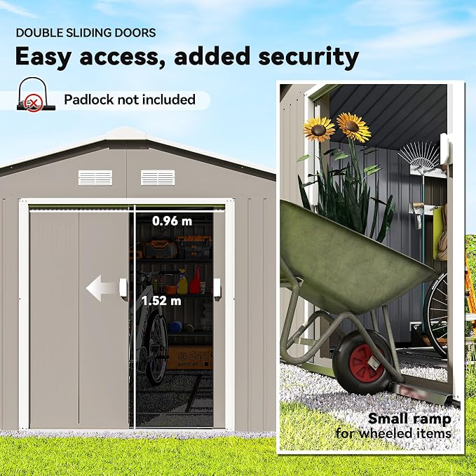 Outsunny 11' x 13' Outdoor Storage Shed, Garden Tool Metal Shed - Image 4