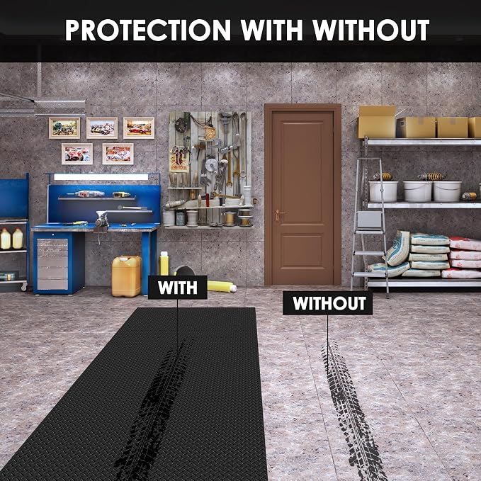 Garage Floor Mat, 16.4x3.2FT Diamond Plate Rubber Flooring Roll, PVC Non-Slip - Image 7