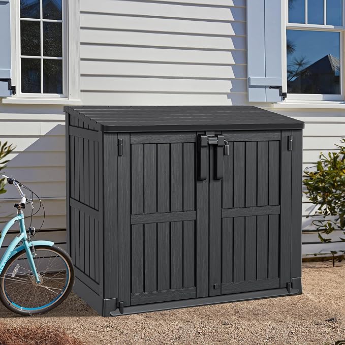 YITAHOME Light Gray Resin Tool Shed, 36 Cu Ft Waterproof Outdoor Horizontal - Image 3